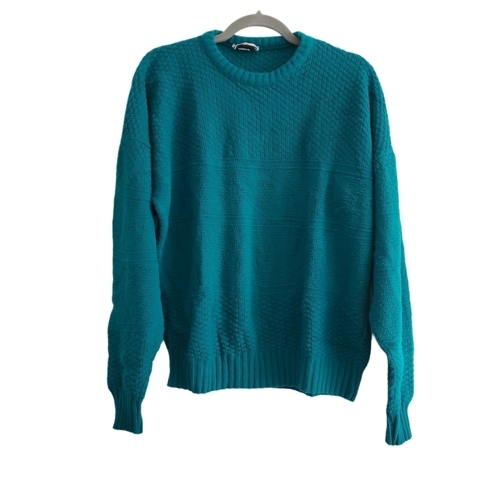 VTG‎ Bollini Teal Oversized Textured Knit Sweater